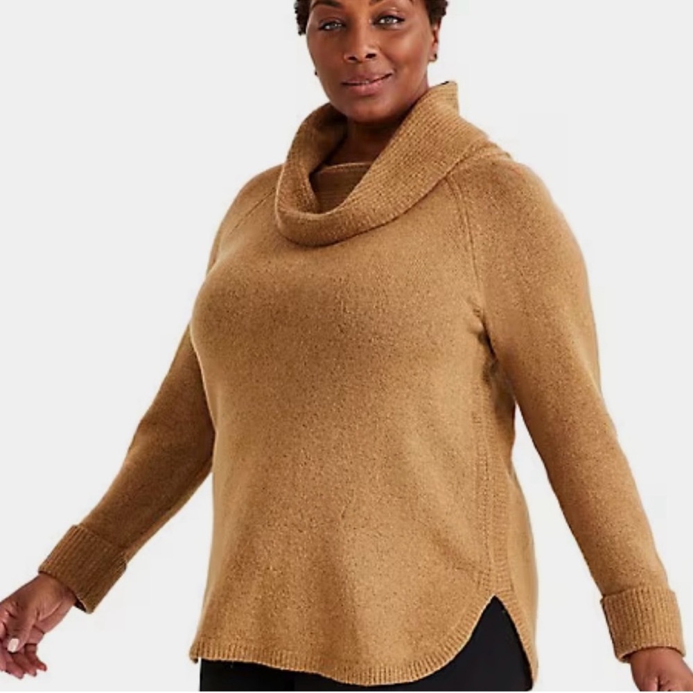 Camel Cowl Neck Sweater